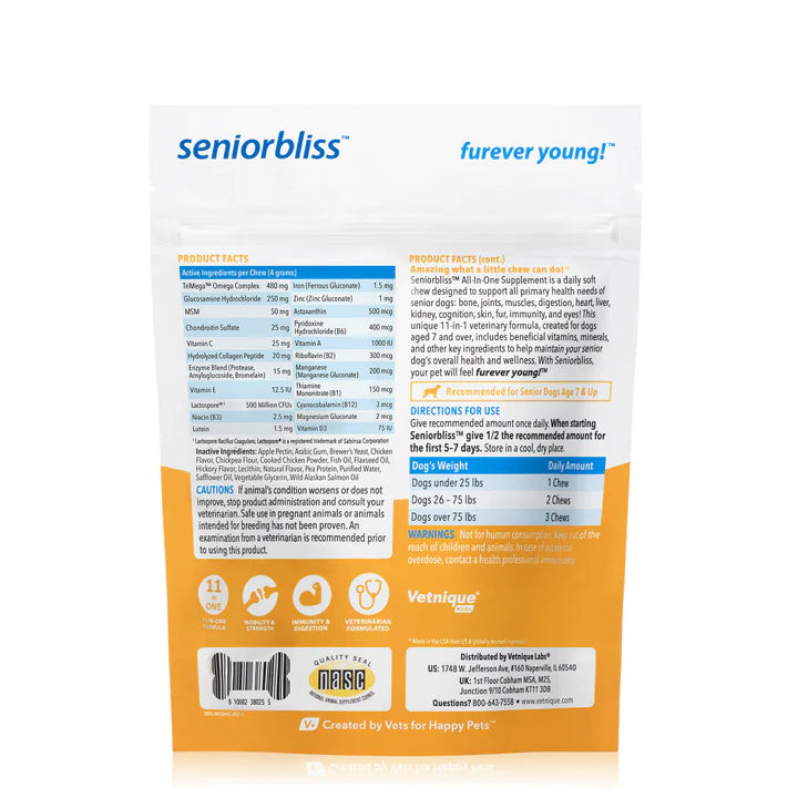 SENIORBLISS™ All-in-one Supplement For Senior Dogs - 30 CHEWS