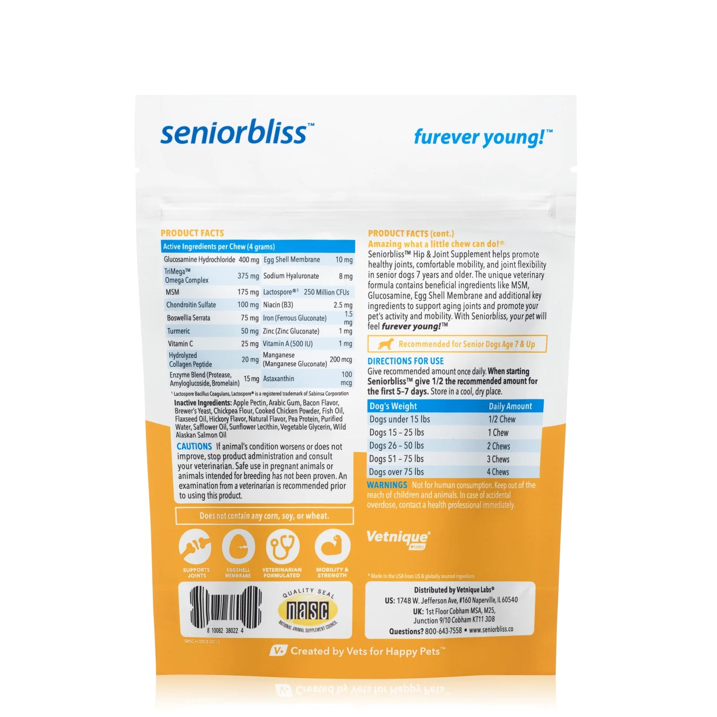 SENIORBLISS™ Hip & Joint Supplement for Senior Dogs - 30 CHEWS